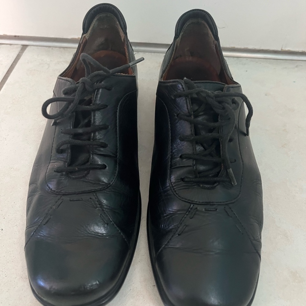 Mephisto Black Leather Oxford Shoes